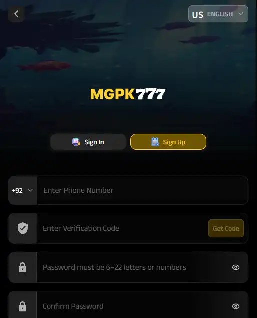 MGPK777 Game Sign Up, Register, Login Image